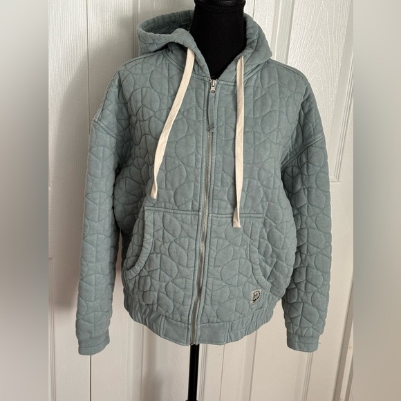Quilted Peace Sign BDG Urban Outfitters Jacket Oversized distressed coat hoodie - Picture 3 of 4